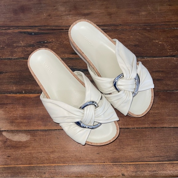 Vince Cream Sandals with Bow Detail - Picture 2 of 5